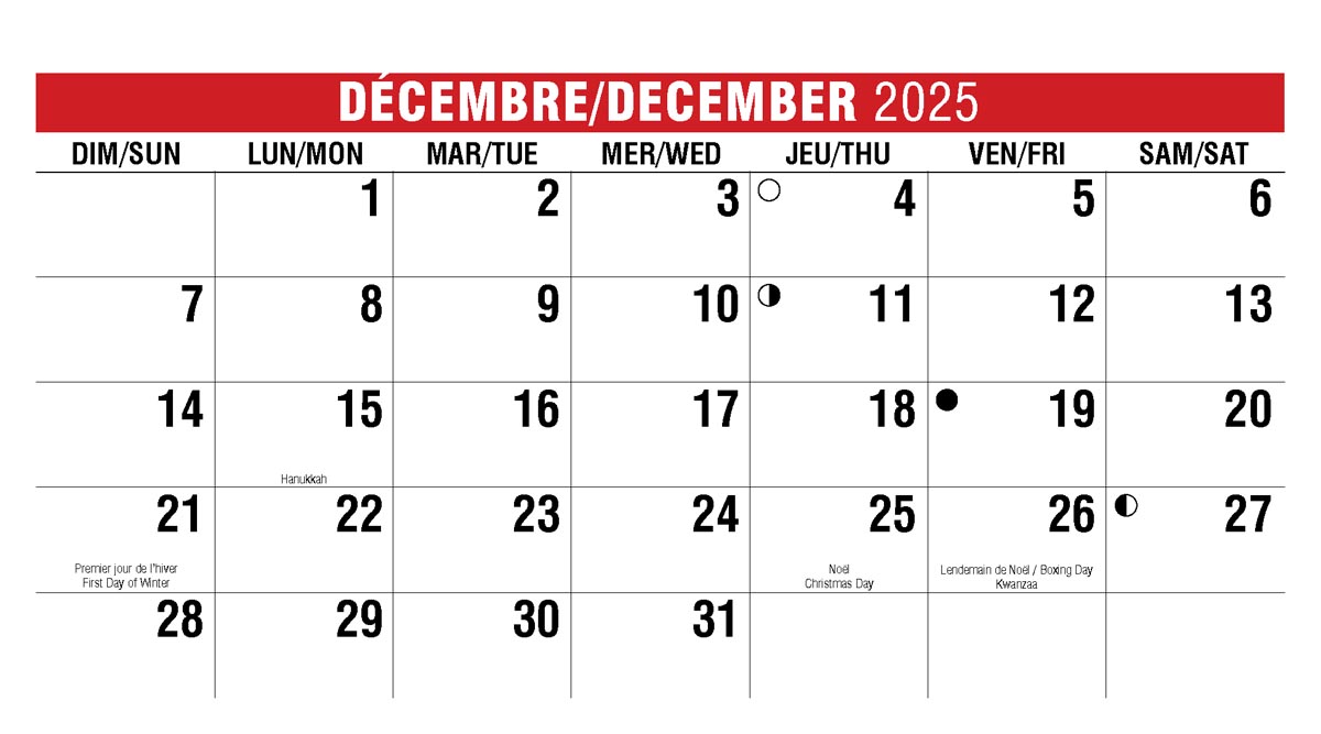 Galleria Canadian Scenes( ENG/Fr) Promotional Desk Calendar- 2026
